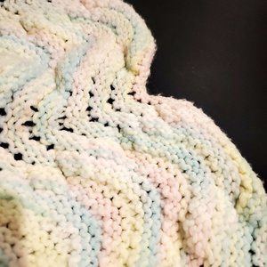 Vintage Crocheted Baby Afghan Blanket Nursery Decor Cozy Cottagecore Holiday